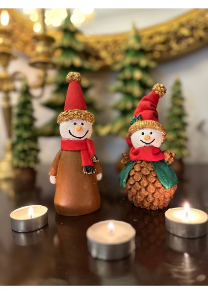 Yeni Yıl Kardan Adam Biblo Set 3 Lü , Noel Set (27CM ve 16CM)