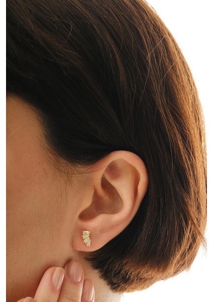 Baget Taşlı Altın Kaplama Mini Gümüş Küpe 7377 fiyatları