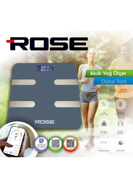 RB-201 Akıllı Yağ Ölçer Dijital Tartı - Antrasit indirimleri