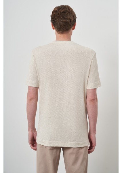 Erkek Bej Trend Bisiklet Yaka T-Shirt indirimleri