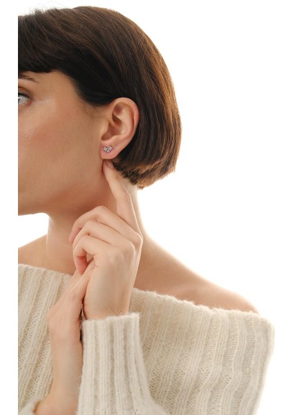 Üçlü Çiçek Rodyumlu Mini Gümüş Küpe 7380 fiyatları