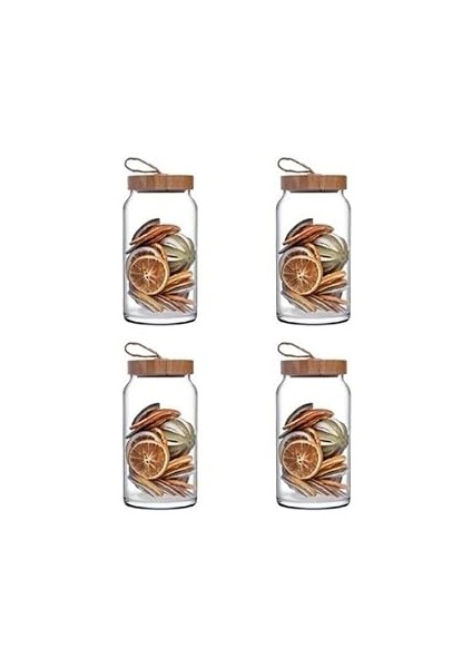 43593 Woody Bamboo Kapaklı Kavanoz 1130 cc - 4 Adet