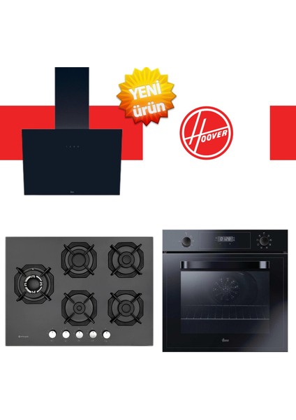 Marvento Siyah Ankastre Set (3051BI/E + Eminçelik 22 385 S 5 Gözlü Yandan Wok + HDG6C1GBTK)