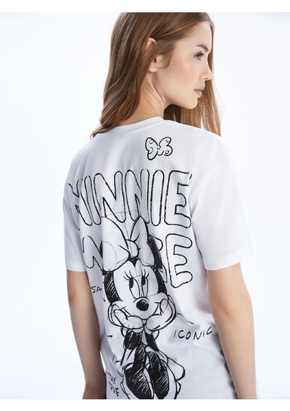 Yeni Sezon Mickey ve Minnie Mouse Baskili Kadin Tisort - S5LT79Z8