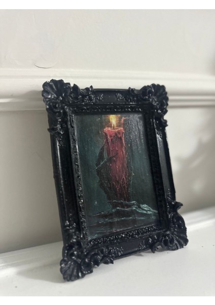 El Yapımı Vintage Tarzı Gotik Siyah Çerçeveli Tablo 20CM modelleri