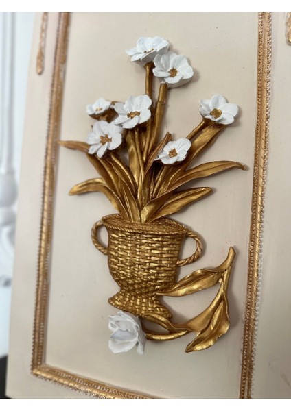 Büyük Boy El Yapımı Tasarım Çiçekli Tablo (50 cm ) fiyatları