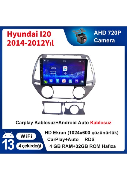 Hyundai I20 2014-2012 Yıl Uyumlu 9 Inç 4 GB Ram 32 GB Hafıza Multimedya Carplay Navigasyon