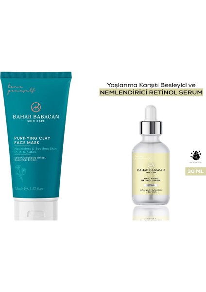 Siyah Nokta Karşıtı Kil Maske 75ML+ANTI-AGING Retinol Serum 30ML Hediye