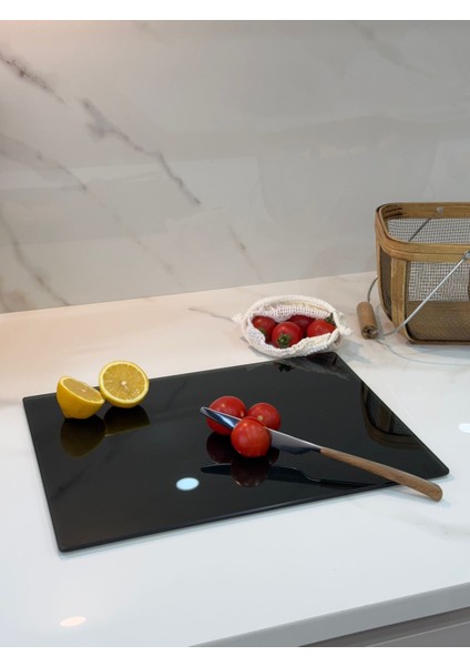 Cam Kesme Tahtası Şeffaf Füme Renk Temperli Cam Isıya Dayanıklı Kırılmaya Dayanıklı 25*35 cm modelleri