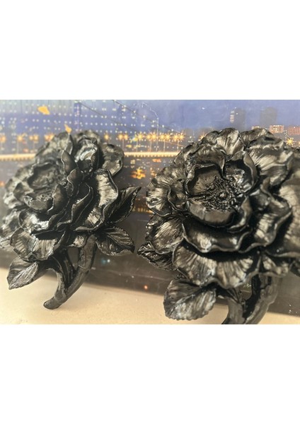 Duvar Gülü Dekoratif Şakayık 2li Siyah 25CM modelleri