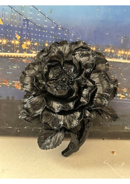 Duvar Gülü Dekoratif Şakayık 2li Siyah 25CM