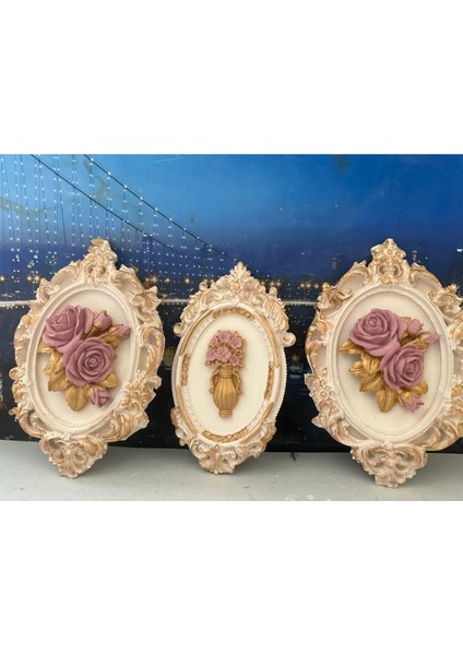 Gül Tablo 3lü Tasarım El Yapımı