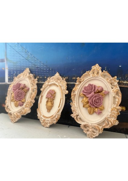 Gül Tablo 3lü Tasarım El Yapımı modelleri
