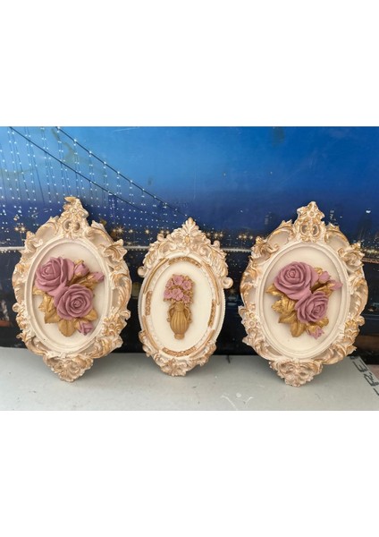 Gül Tablo 3lü Tasarım El Yapımı fırsatları