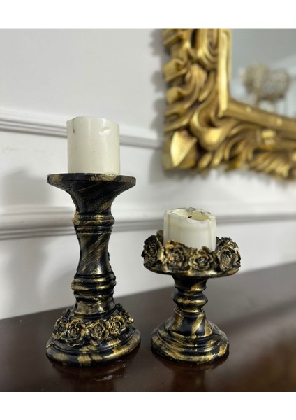 Şık El Yapımı Mumluk , Şamdan 2 Li Takım