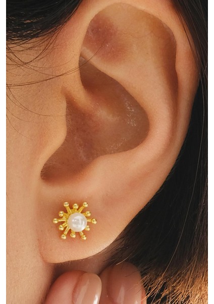 Incili Güneş Altın Kaplama Mini Gümüş Küpe 7364 fiyatları