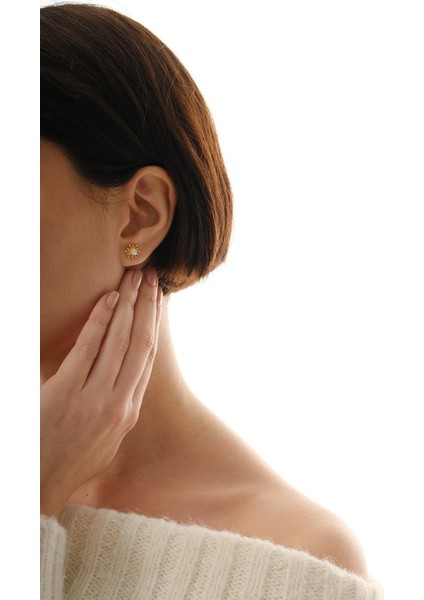 Incili Güneş Altın Kaplama Mini Gümüş Küpe 7364 fırsatları