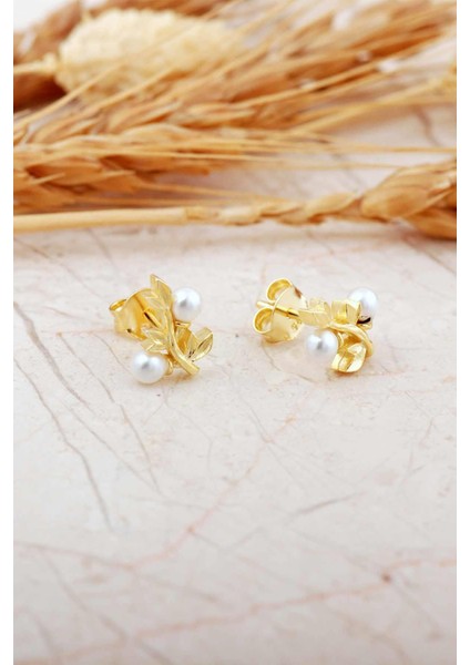 Incili Dallı Altın Kaplama Mini Gümüş Küpe 7363 indirimleri