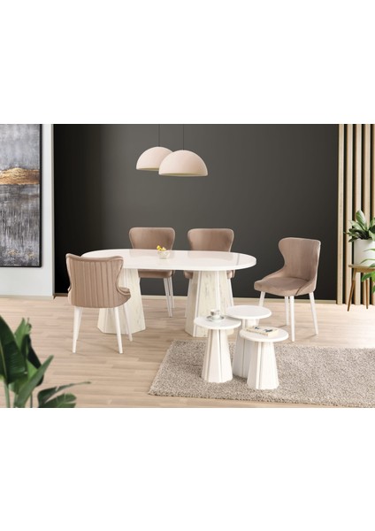Beyaz Highgloss Piramit Ayak 90*160 Pota Sabit Masa