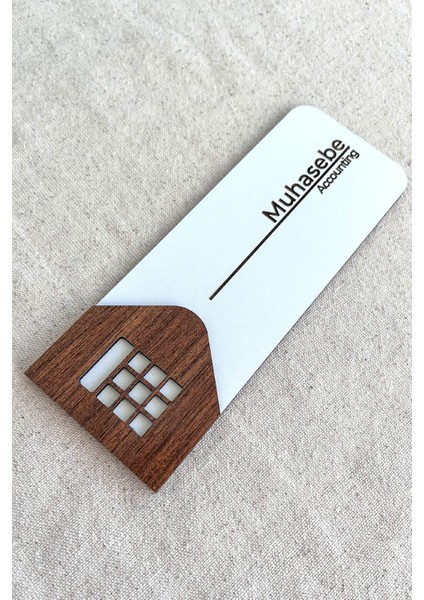 Muhasebe Kapı Tabelası – Mdf Ofis Oda Isimliği | 19X7 cm Çift Katmanlı fiyatları