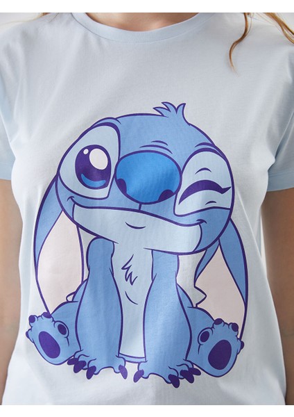 Yeni Sezon Bisiklet Yaka Stitch Baskili Kadin Tisort - S5OY23Z8 modelleri