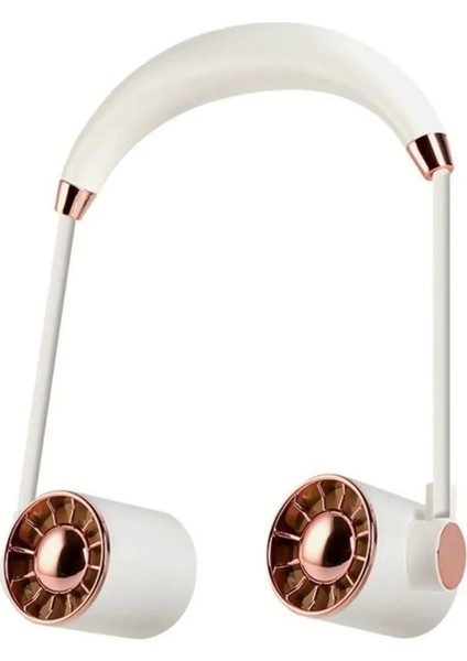 Boyunluk Fan Hava Soğutucu Vantilatör Boyuna Asmalı Şarjlı 3 Kademeli Mini Klima Beyaz