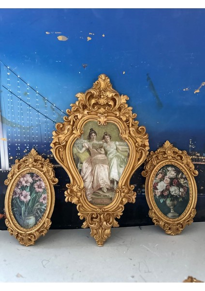 El Yapımı Tablo Vintage Tarzı 3lü Set