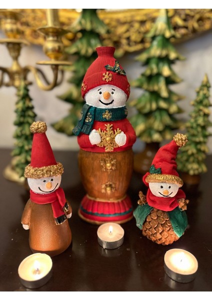 Kardan Adam 3 Lü Set ,yeni Yıl Noel Polyester Set
