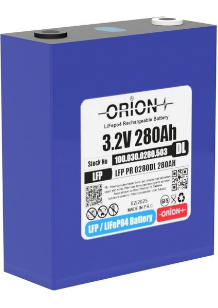 Orıon Lifepo4 3.2V 280DL 280AH Prizmatik Pil
