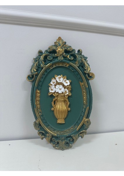 Yeşil Çiçekli Tablo Set 3 Lü Duvar Masa Tablo Büyük 22CM Küçük 13CM fırsatları