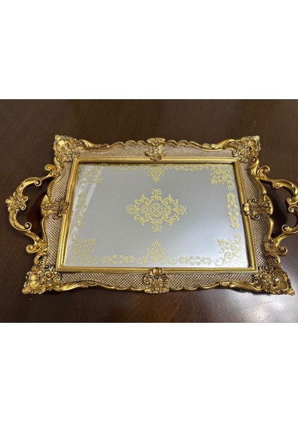 Polyester Aynalı Söz Nişan Çay Kahve Tepsisi , Şık Tasarım Tepsi