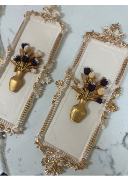 Dekoratif Duvar Tablosu Çiçek ve Aynalı El Yapımı Tablo 46 cm fırsatları