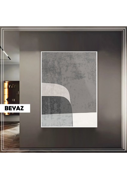 |gri Kontrast Geometrik Soyut Model|çerçeveli Temperli Cam Tablo Tekli Dikey