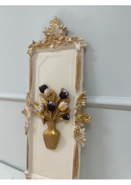 Dekoratif Duvar Tablosu Çiçek ve Aynalı El Yapımı Tablo 46 cm indirimleri