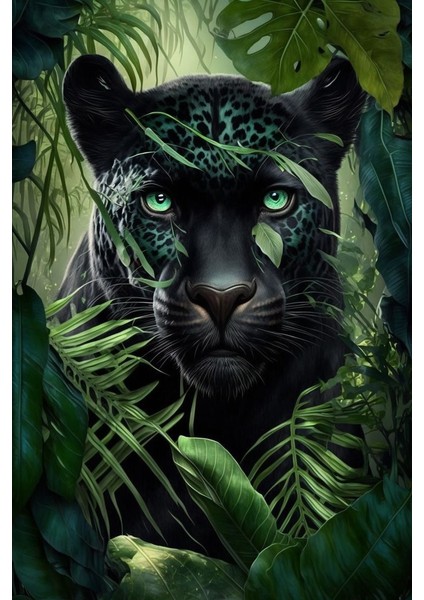 Yeşil Gözlü Leopar Kanvas Tablo Ev Duvar Salon Ofis Dükkan Hediyelik Dekarasyon Süsü fiyatları