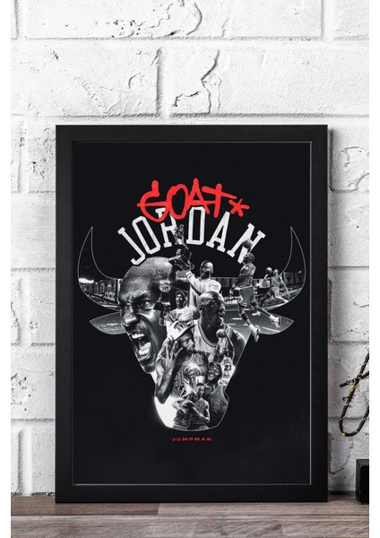 Michael Jordan Goat Çerçeveli Tablo - Basketbol Nba Posteri Tablo