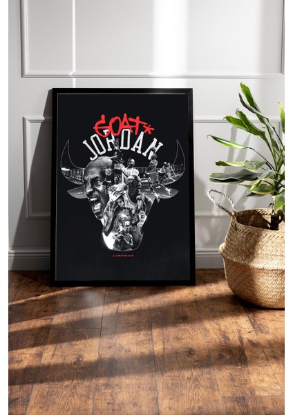 Michael Jordan Goat Çerçeveli Tablo - Basketbol Nba Posteri Tablo fiyatları