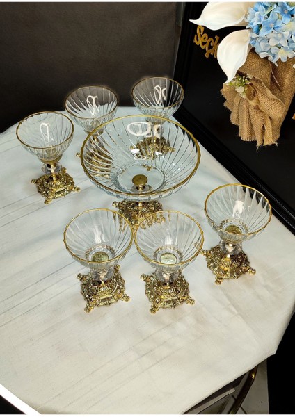 Seçkinev Şubat 7 Parça Gold Ayaklı Dondurma&salata&komposto& Kase Seti modelleri