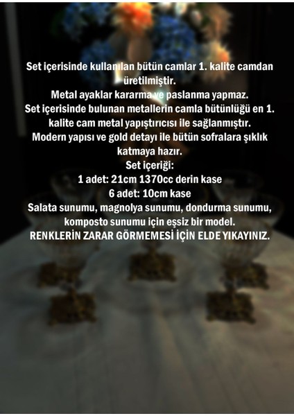 Seçkinev Şubat 7 Parça Gold Ayaklı Dondurma&salata&komposto& Kase Seti fırsatları