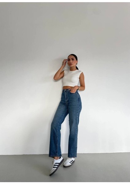 Yüksek Bel Denim Pantolon