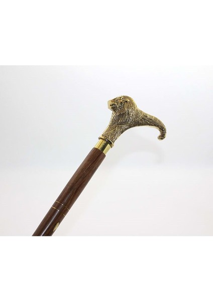 Pirinç Aslan Büstü Baston 95 cm Model 1
