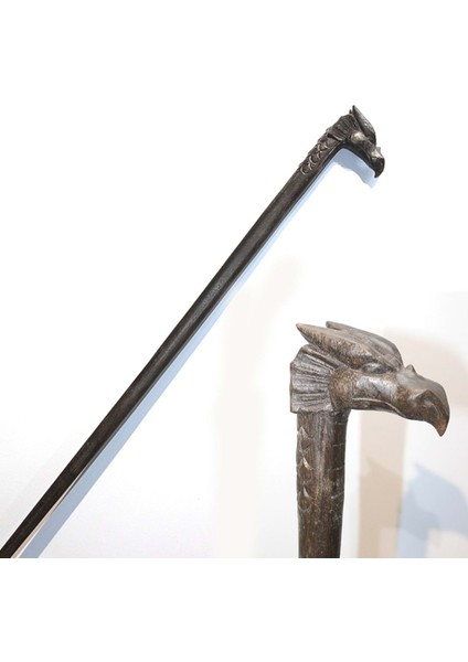 Özel Tasarım Maun Ağacı Dragon Baston 100 cm
