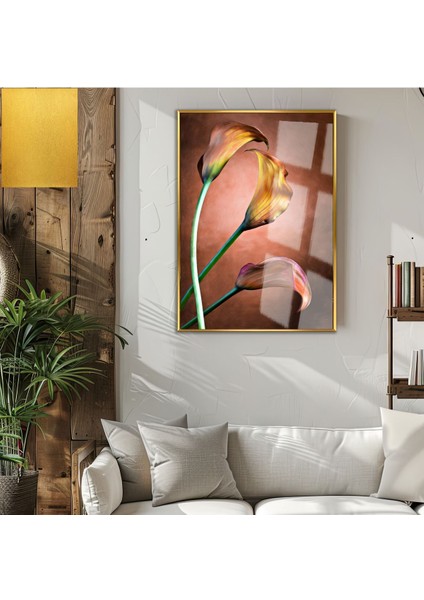 |retro “arum Lily” Modeli 02 |çerçeveli Temperli Cam Tablo Tekli Dikey