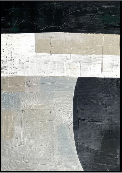 |soyut|ekru Gri Tonlar Abstract Kombin |çerçeveli Cam Tablo 2li Dikey