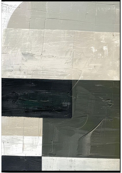 |soyut|ekru Gri Tonlar Abstract Kombin |çerçeveli Cam Tablo 2li Dikey