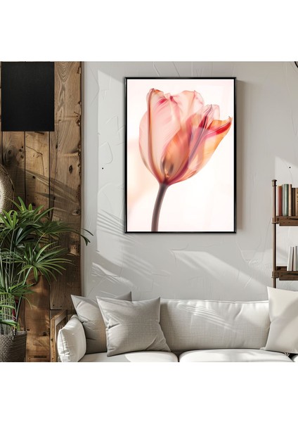 |kırmızı Soft Lale Modeli 01 |çerçeveli Temperli Cam Tablo Tekli Dikey
