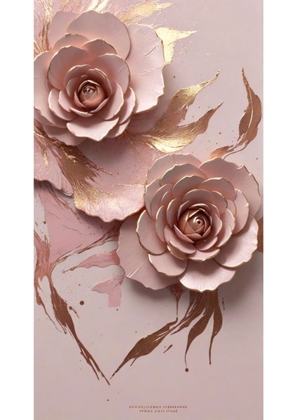 |pembe Gold Soft Gül Soyut Kombini |çerçeveli Cam Tablo 3lü Dikey fiyatları