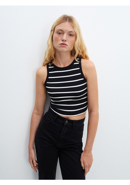 Yeni Sezon Bisiklet Yaka Cizgili Kadin Crop - S5FG21Z8
