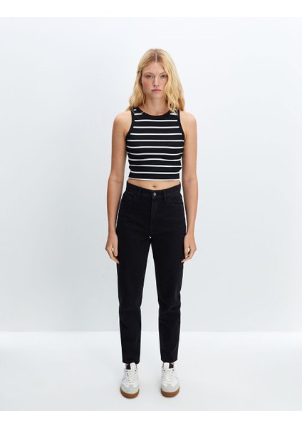 Yeni Sezon Bisiklet Yaka Cizgili Kadin Crop - S5FG21Z8 fırsatları