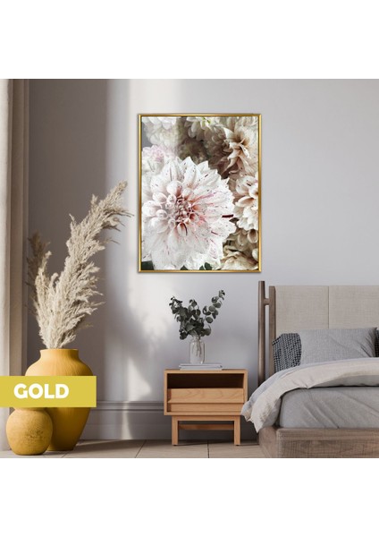 |yıldız Çiçeği Botanik Model(Dahlıa) |çerçeveli Temperli Cam Tablo Tekli Dikey